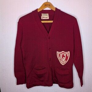 Vintage Criterion Knitting Co Letterman Cardigan USA Made Size Medium-Large(A12)